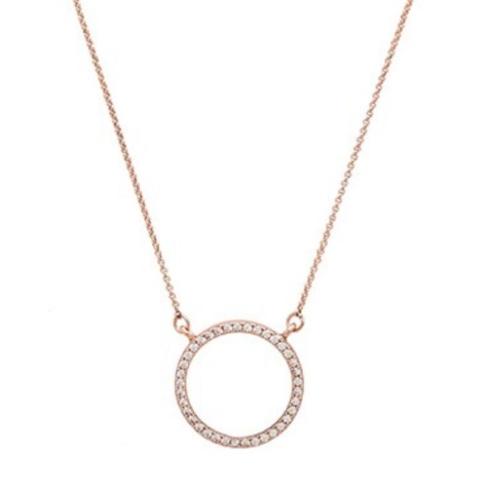 New Lisa Freede Pave Crystal Circle Eternity Rose Gold Necklace Romantic Revolve